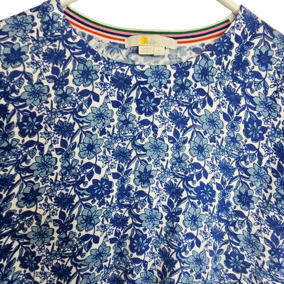 Boden Womens Dawn Sky Floret Bloom Sweater Sz XS Whimsical Cottagecore Crewneck - Picture 3 of 9